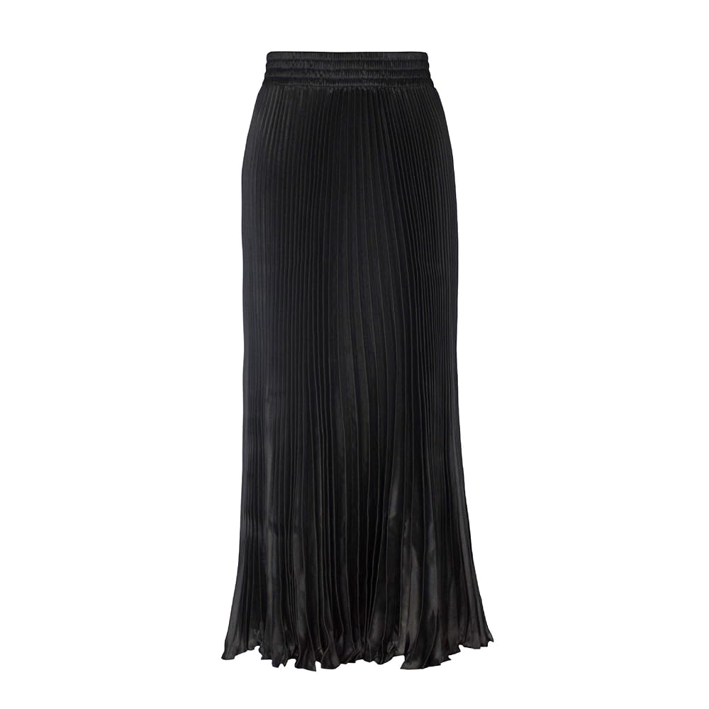 TONCHENGSD Women's Satin Metallic Pleated Skirt Long